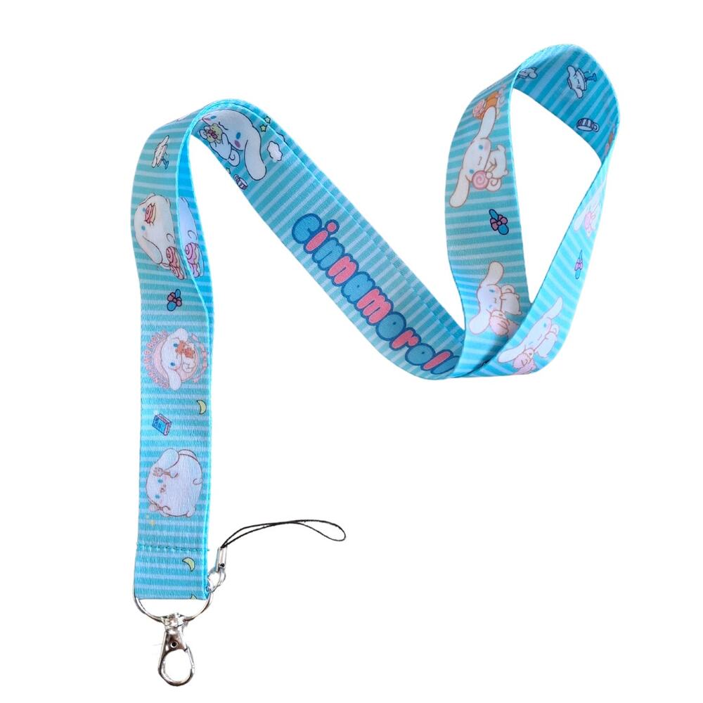 Anime Sanrio Hello Kitty Cinnamonroll Neck Strap Blue Fabric One Size Lanyard